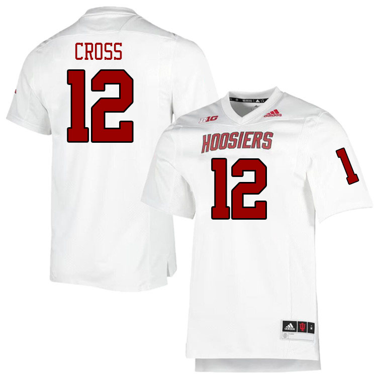 Men #12 Miles Cross Indiana Hoosiers College Football Jerseys Stitched-Retro White